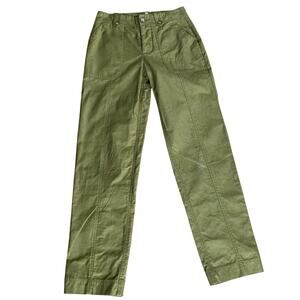 Sezane Florida Trousers Womens EU 34 / US 2 XS Olive Green Button Pants Cargo